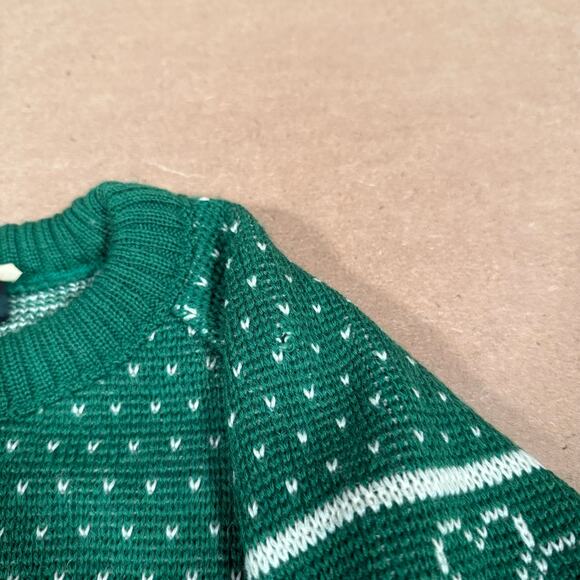 Vintage Wool Sweater Shamrock Irish Green St Patrick’s Day 80s Blarney Castle  L - Picture 5 of 8